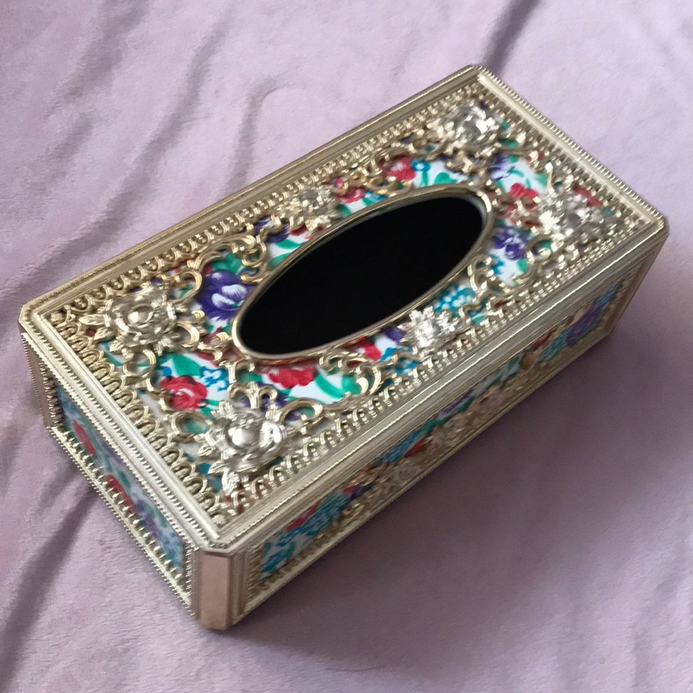 A decorative tissue box